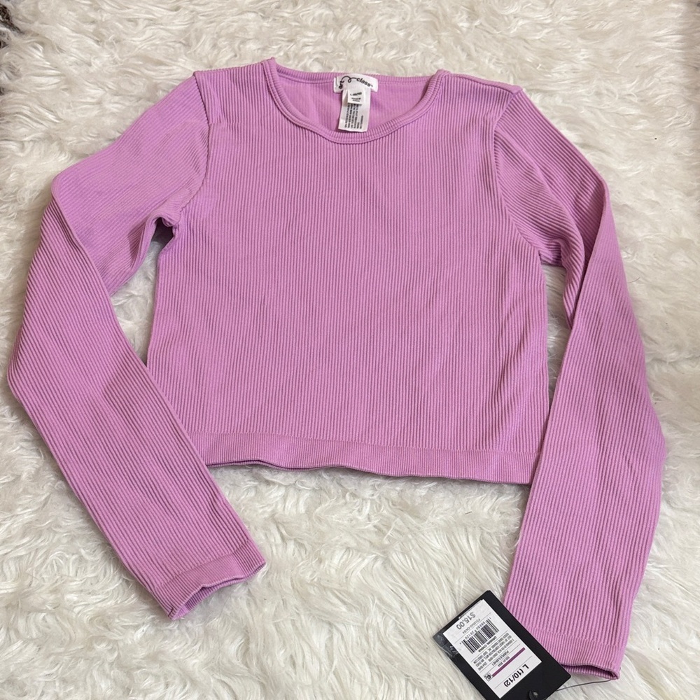 NWT Art Class Light Purple Ribbed Long Sleeve Cropped Youth Top Size 10/12